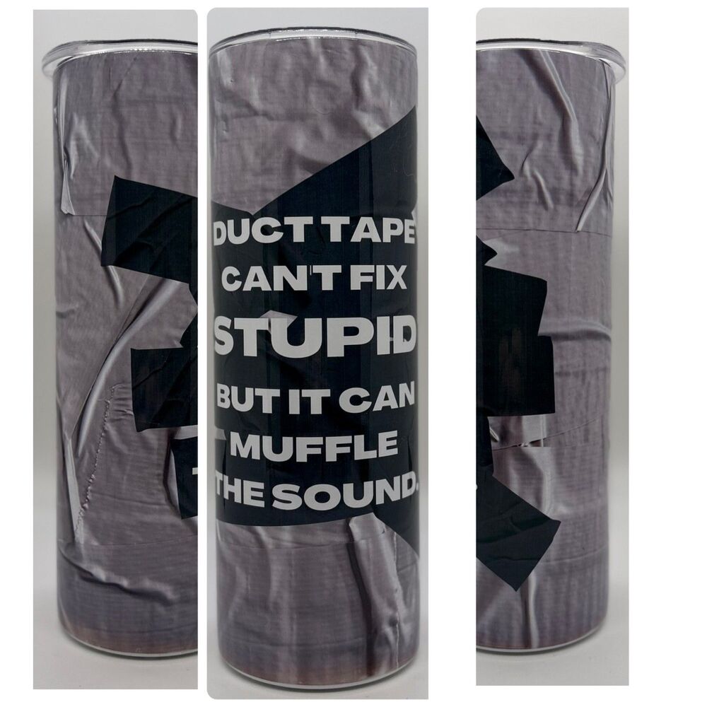 NEW "Duct Tape" 20 oz. Stainless Steel Tumbler w/Straw Set & Silicone Tip